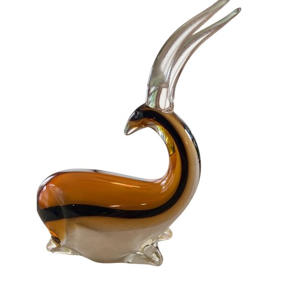 RARE Dynasty Gallery Antelope Hand Fused Art Glass Lt'd Ed 'Vinci' Line AMBR BLK - Picture 4 of 12